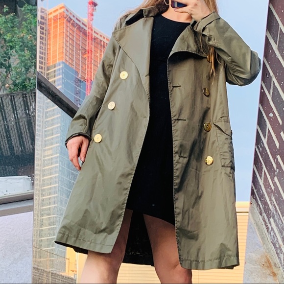 Baby Phat Double-Breasted Designer’s Trench Coat Camo Green Leopard Satin - Picture 14 of 16